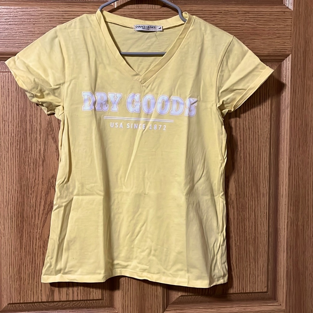 Dry goods yellow t-shirt, size large, fits like a small